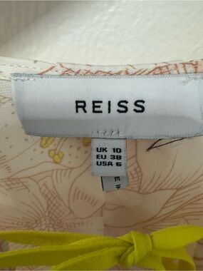 REISS Women’s Light Floral Jeans with Neon Yellow Drawstring